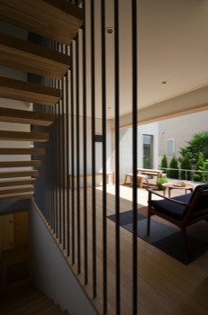 Stair from basement parking to patio   Stair from basement parking to patio